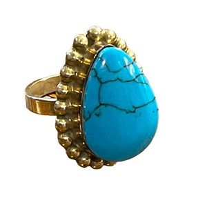 Vintage Sterling silver stabilized Turquois Adjustable ring numbered mexico